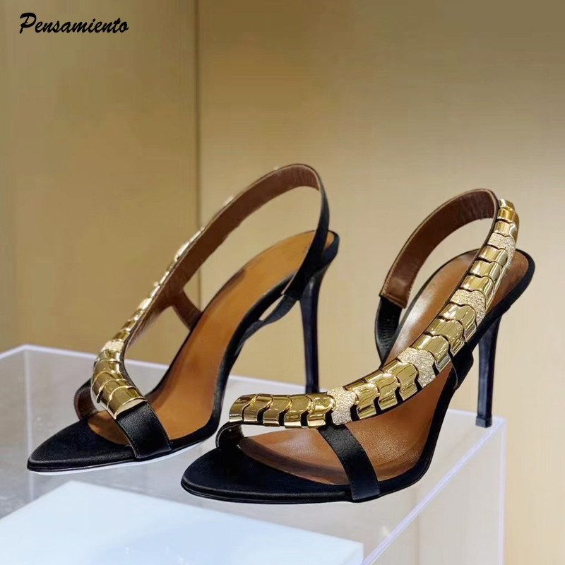 Summer Clothing For Petite Women - Lüks Rhinestones Payetli Saten Kadın Gladyatör
