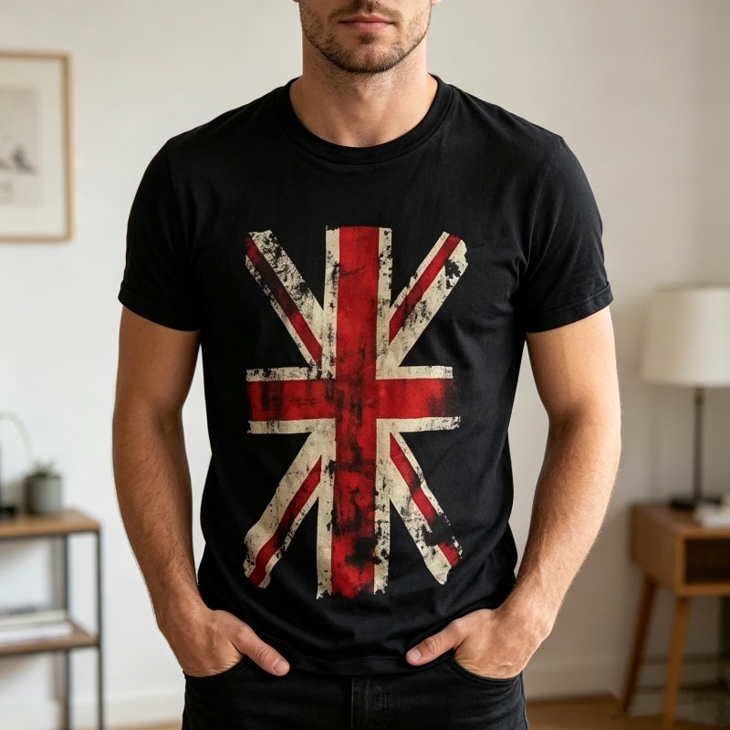 Summer Clothing Uk - Union Jack Grafik Tişört Vintage İngiltere