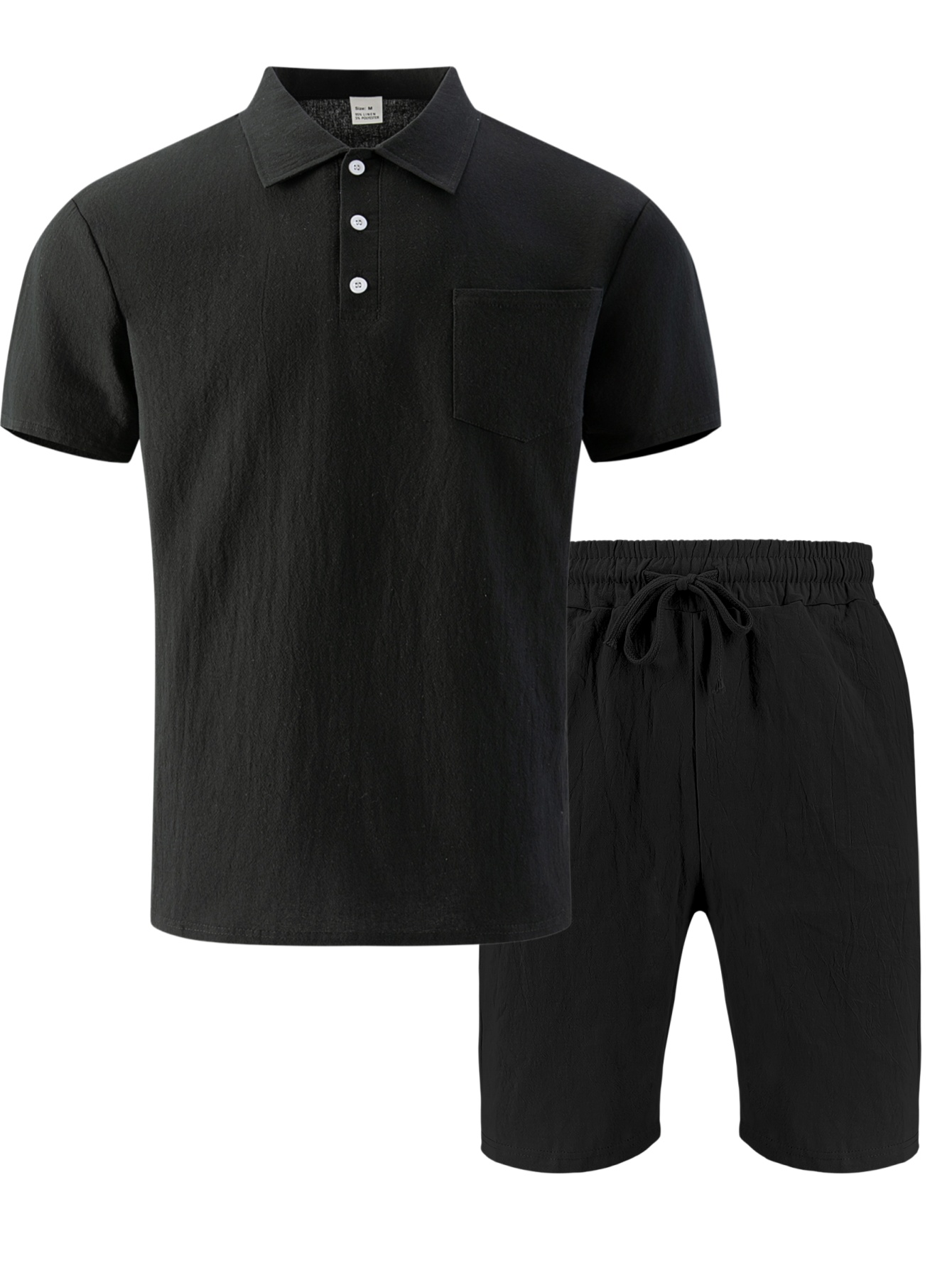 Linen Shorts Men - Erkek Dokulu Keten Polo Kısa Kollu