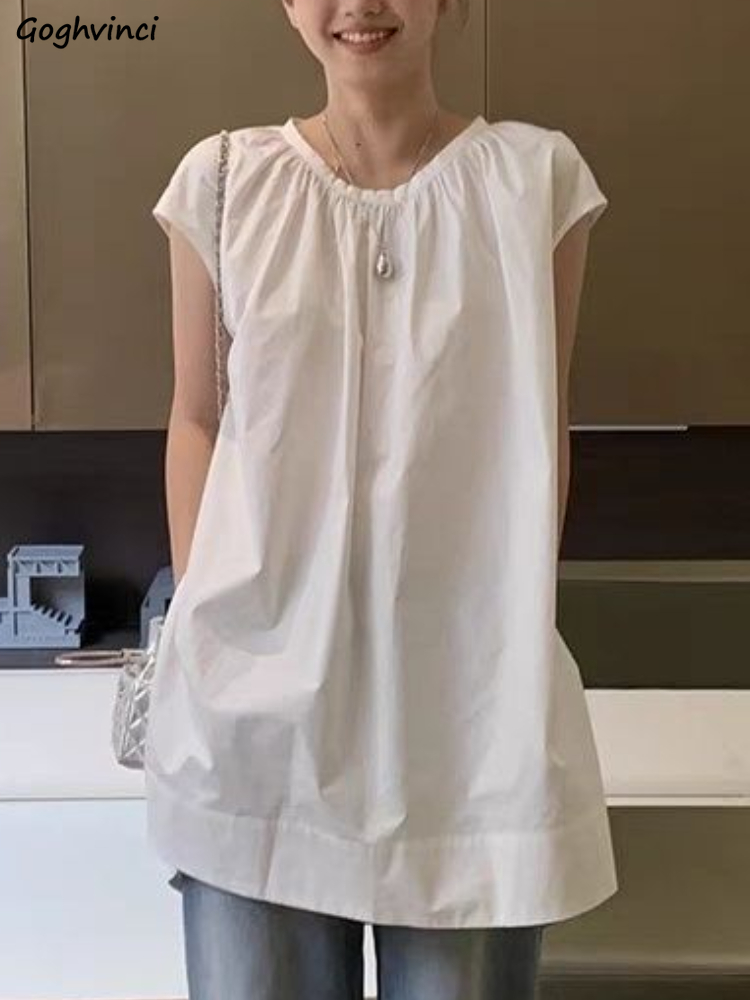 Summer Clothing In French - Kolsuz bluzlar kadınlar Vintage katı Streetwear