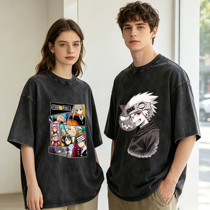 Vintage Summer Clothing Men - Soul Eater Erkek Kadın T-shirt Yıkanmış