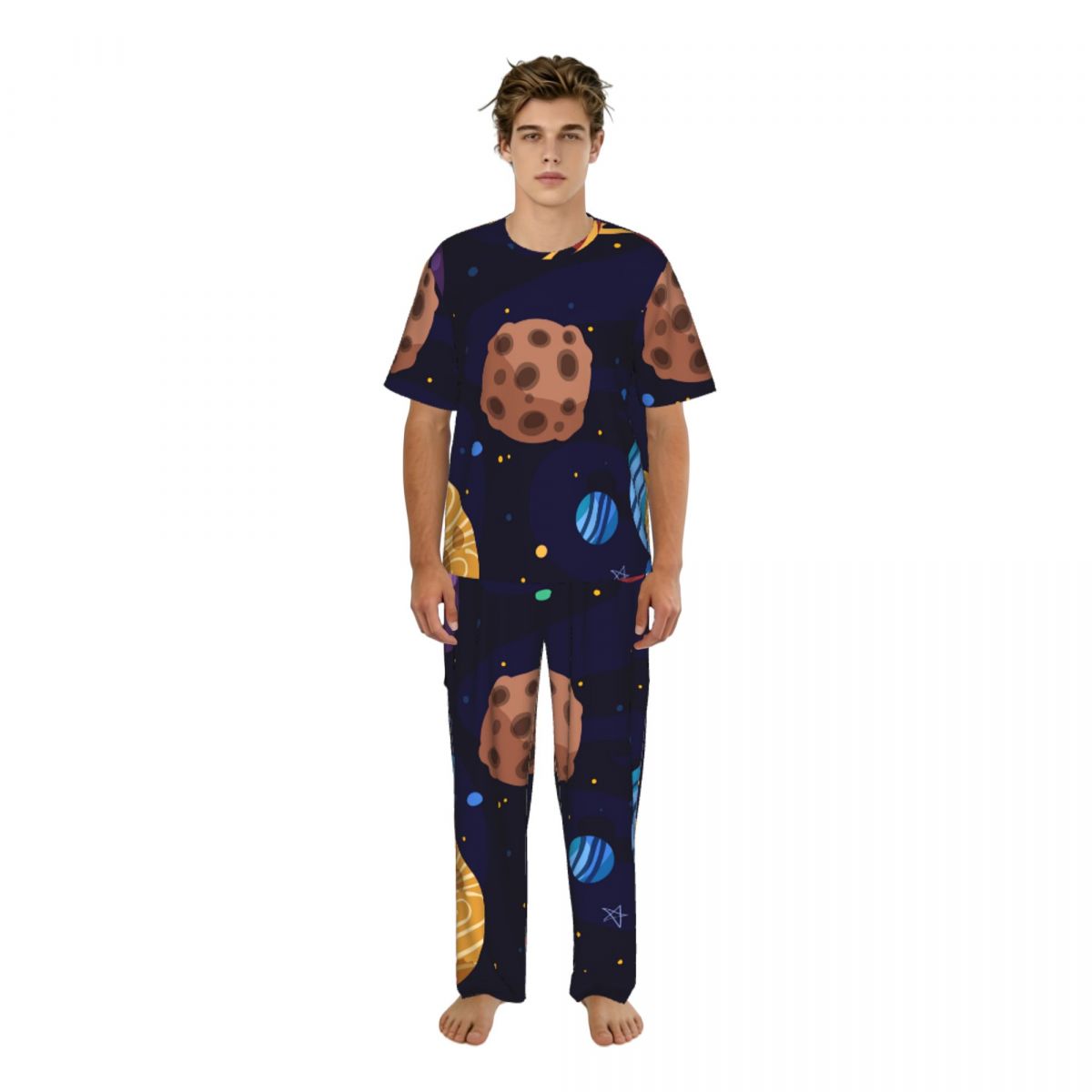 Summer Clothing Cartoon - Erkek Pijama Takımı Kısa Kollu Uzun