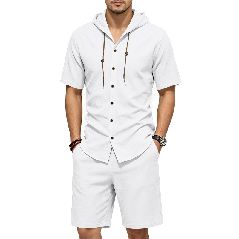 Linen Shorts Men - Erkek Yazlık Keten İki Parçalı Takım