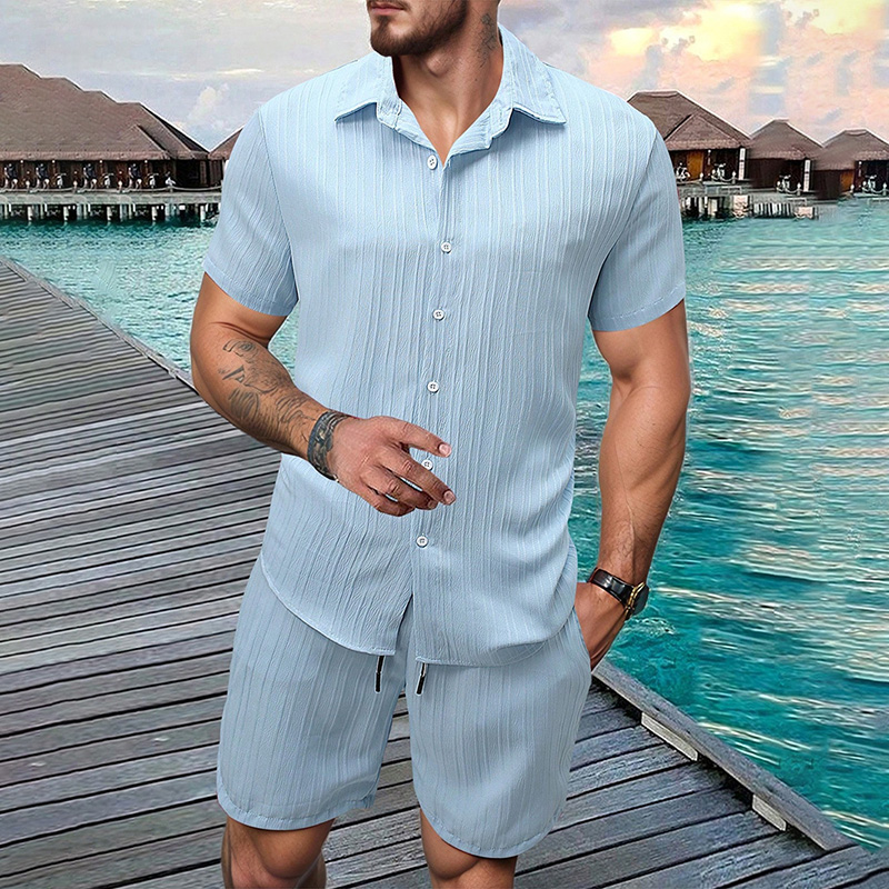 Summer Clothing Essentials - 2026 Yeni Erkek Dikey Kırışık Yaka