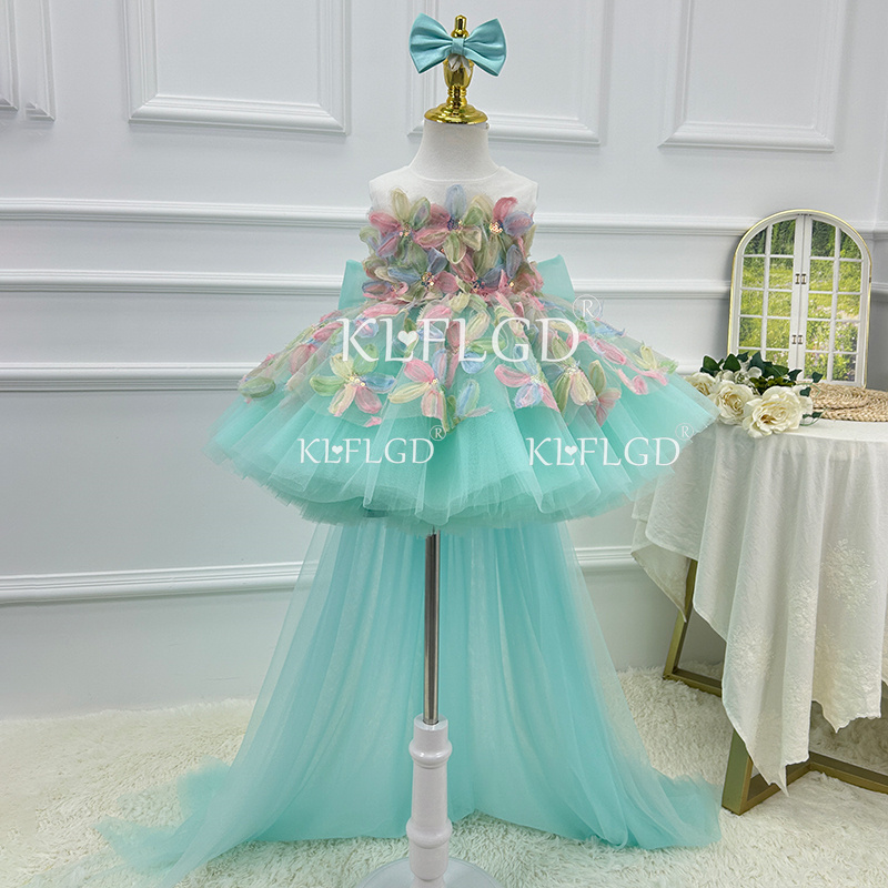 Summer Clothing Baby Girl - KLFLGD Zarif Turkuaz Çiçek Kız Elbisesi,