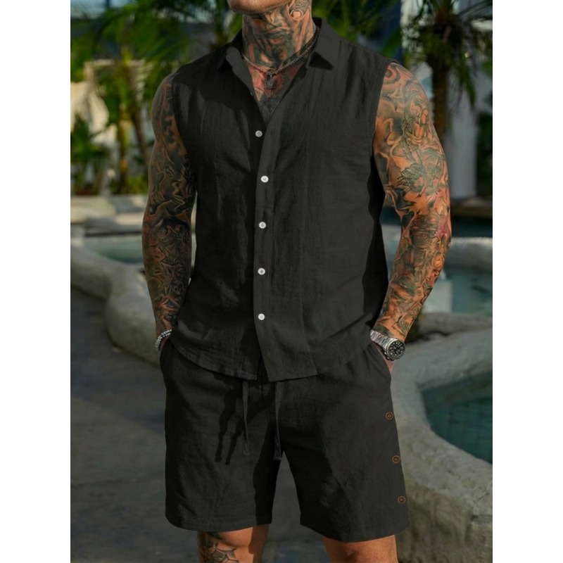 Erkek 2 Parça Keten Dokulu Kol - Linen Shorts Men incelemesi ve fiyatı