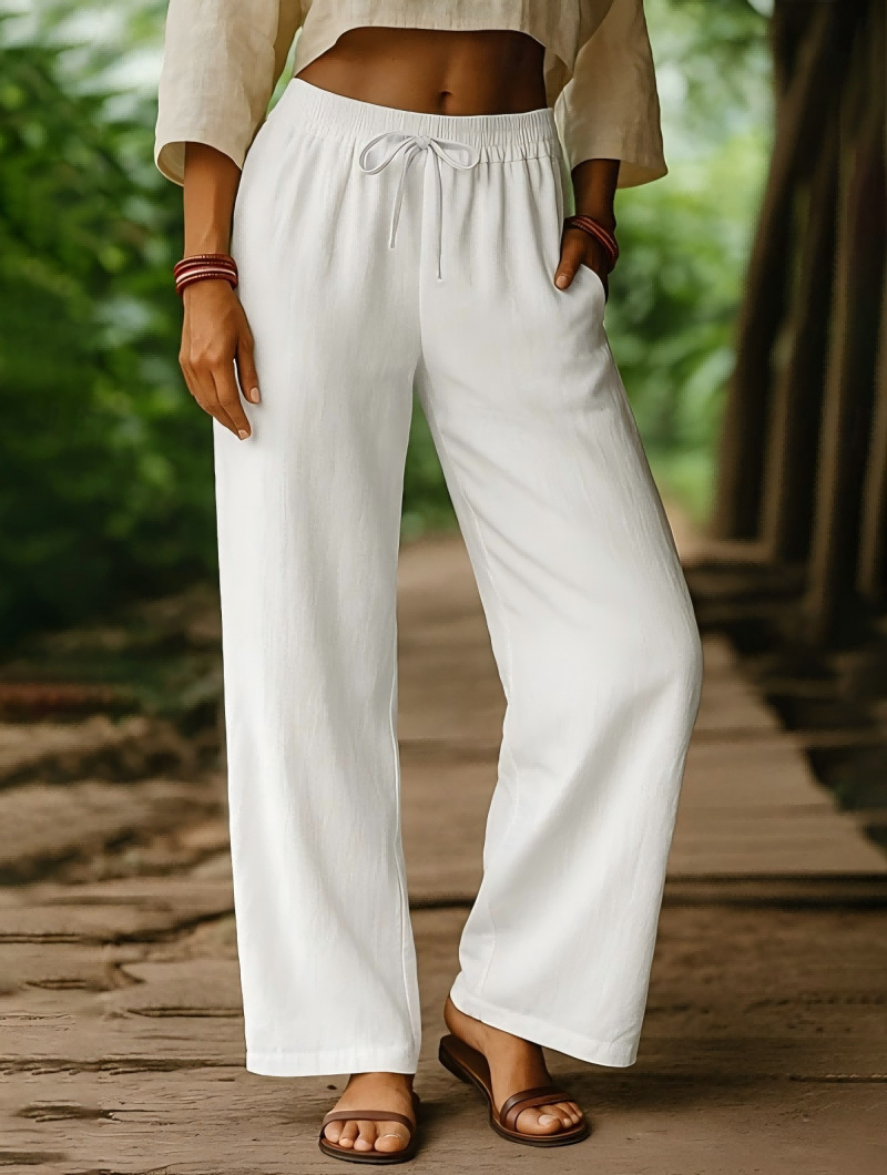 Kadın Elastik Bel Keten Pantol - Palazzo Pant Wide incelemesi ve fiyatı