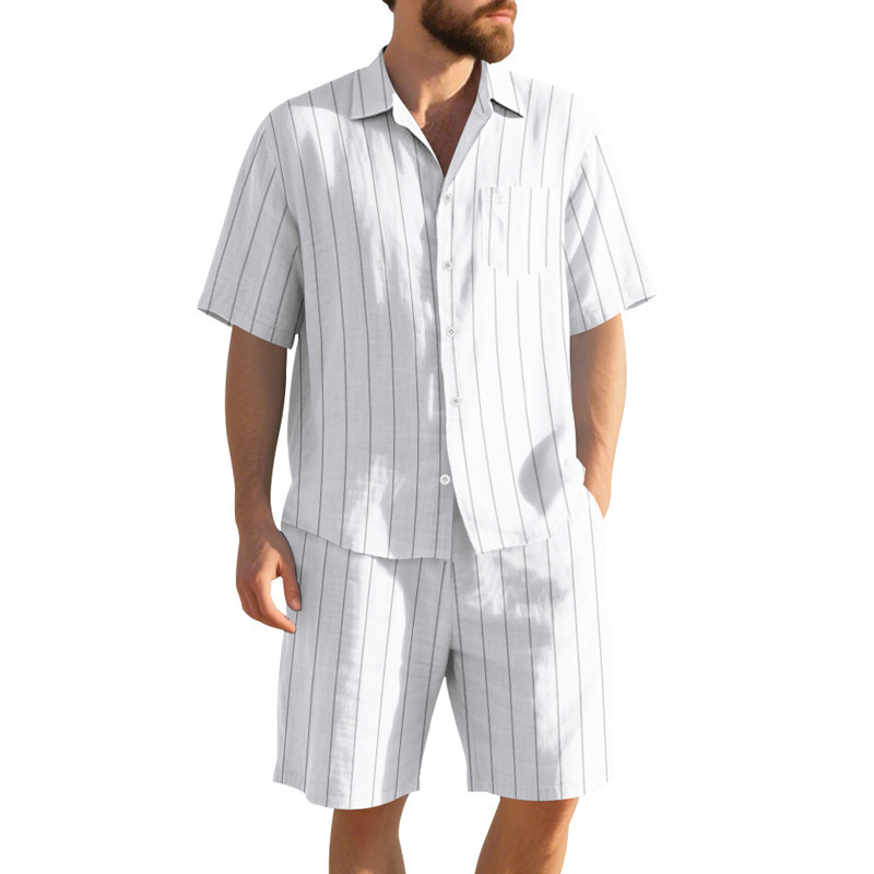 Yazlık Keten Takım Erkek Çizgi - Linen Shorts Men incelemesi ve fiyatı