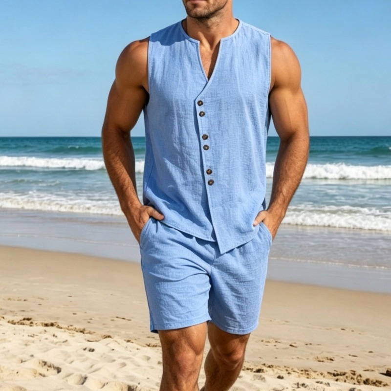 Erkekler Basit Düz Keten Kolsu - Linen Shorts Men incelemesi ve fiyatı