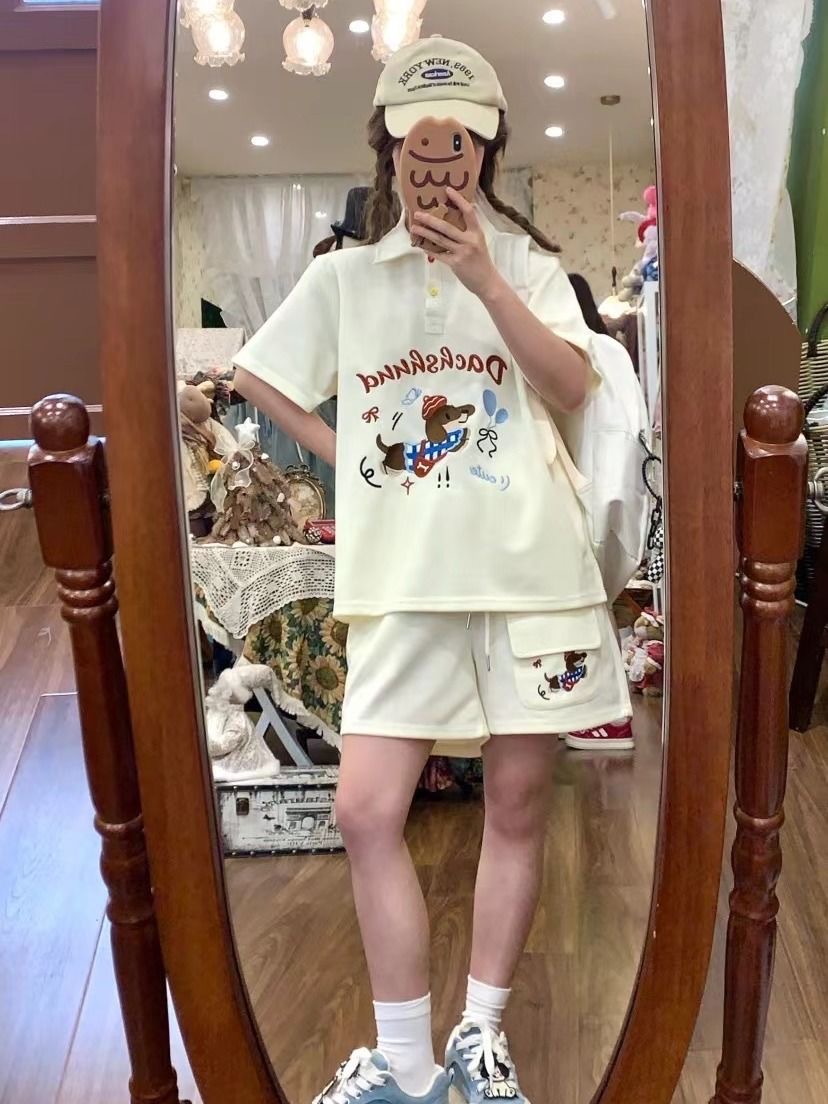 Kawaii Nakış Köpek Japonya Tar - Summer Clothing Cartoon incelemesi ve fiyatı