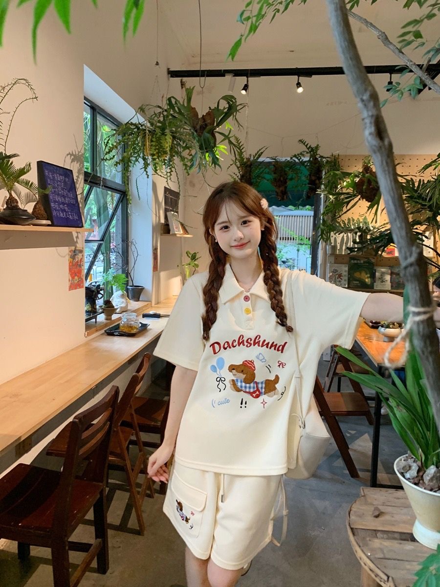 Kawaii Nakış Köpek Japonya Tar - Summer Clothing Cartoon incelemesi ve fiyatı