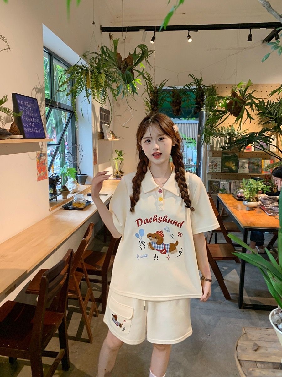 Kawaii Nakış Köpek Japonya Tar - Summer Clothing Cartoon incelemesi ve fiyatı